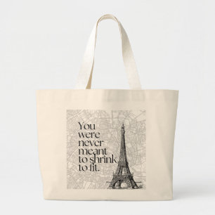 Plattegrond van Parijs & Eiffeltoren Citatieve Muu Grote Tote Bag