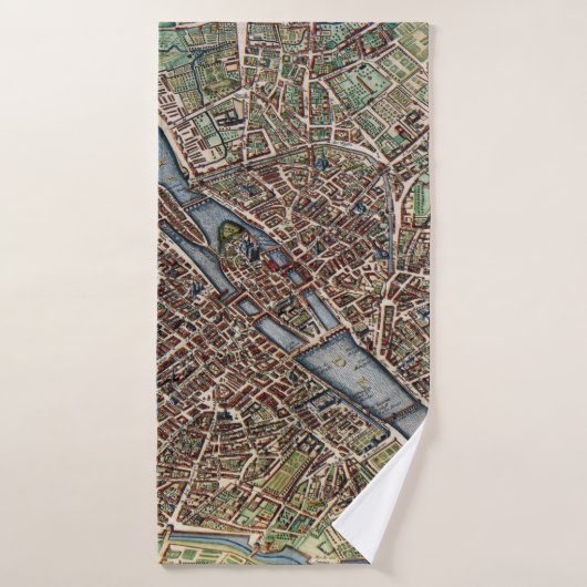 Plattegrond van Parijs oude stad Badhanddoek (Badhanddoek)