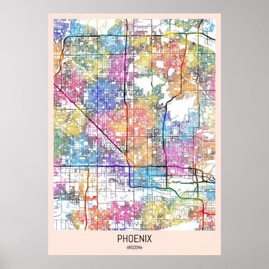 Plattegrond van Phoenix Arizona Poster (Voorkant)