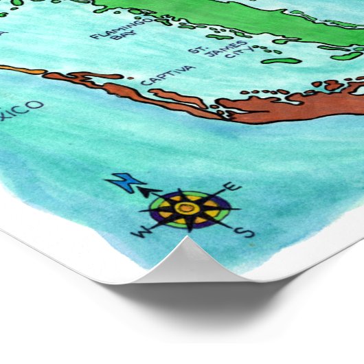 Plattegrond van Pine Island Sanibel Captiva Island Poster (Hoek)