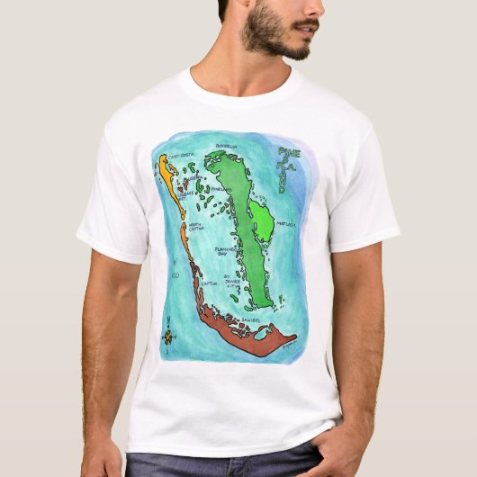 Plattegrond van Pine Island Sanibel Captiva Island T-shirt (Voorkant)