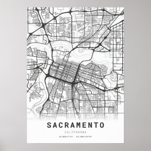 Plattegrond van Sacramento Poster