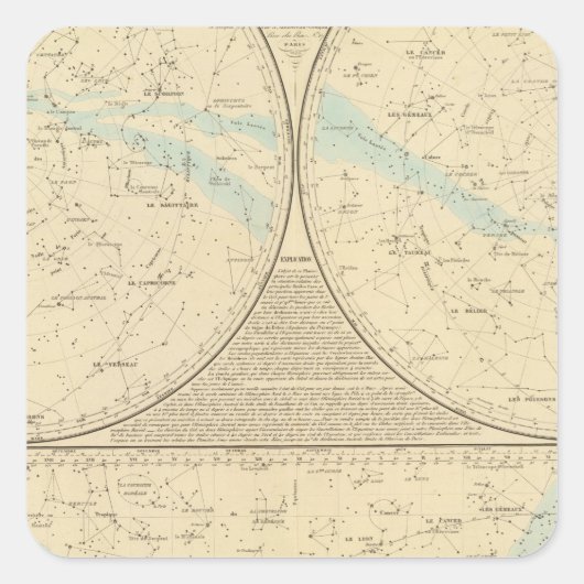 plattegrond vaste sterren vierkante sticker (Voorkant)