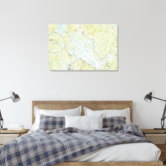 Plattegrond Winnipesaukee (1986) Canvas Afdruk (Insitu (Slaapkamer))