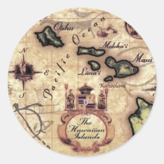 plattegronddruk Hawaiiaanse eilanden Ronde Sticker