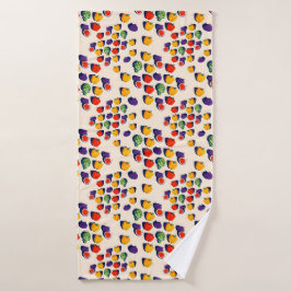 Plattegrondpatroon van vijgen paprika's badhanddoek