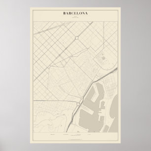 Plattegrondposter van Barcelona Poster