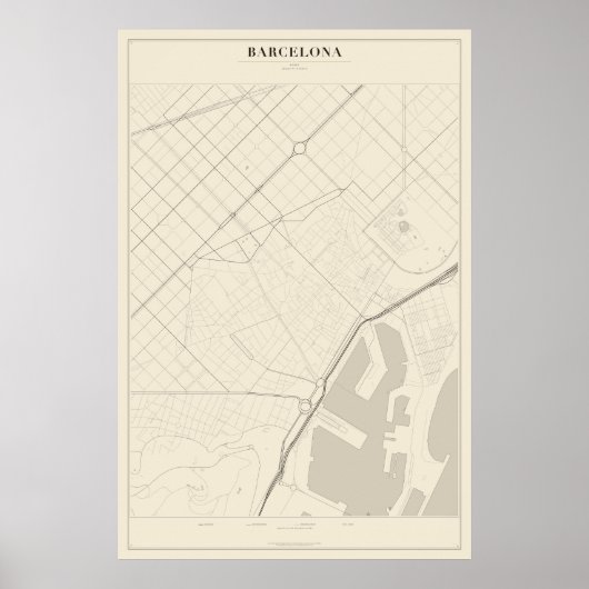 Plattegrondposter van Barcelona Poster (Voorkant)