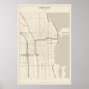 Plattegrondposter van Chicago Poster