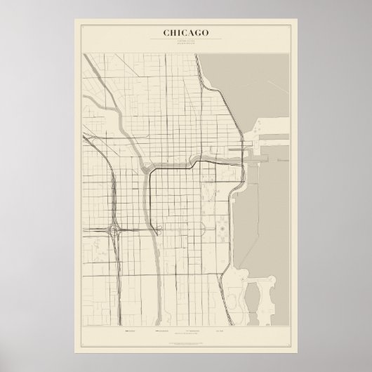 Plattegrondposter van Chicago Poster (Voorkant)