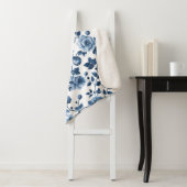 Platteland Blauw Bloemen Patroon Sherpa Deken (In situ)