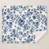 Platteland Blauw Bloemen Patroon Sherpa Deken (Voorkant (horizontaal))