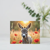 Platteland ezel nieuwsgierige ogen vredige kunst briefkaart (Staand voorkant)