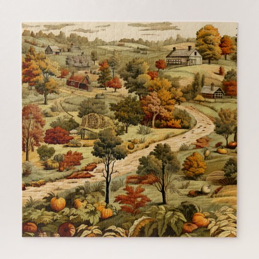  platteland herfst laat Oranje pompoenen Legpuzzel (Verticaal)