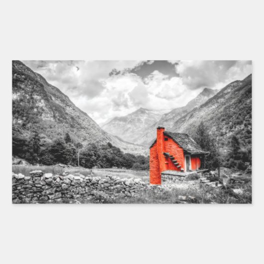 Platteland Landschap Zwart-wit Fotografie Rechthoekige Sticker (Voorkant)