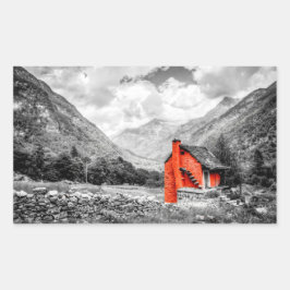 Platteland Landschap Zwart-wit Fotografie Rechthoekige Sticker