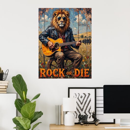 Platteland Rockstar: Lion on Wheel Poster (Thuiskantoor)