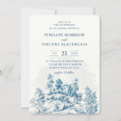 Platteland Toile de Jouy bruiloft Kaart (Voorkant)