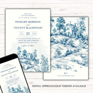 Platteland Toile de Jouy bruiloft Kaart