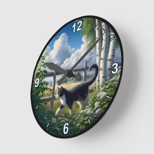 platteland Tuxedo Cat Exploring Ronde Klok (Hoek)