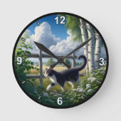 platteland Tuxedo Cat Exploring Ronde Klok (Voorkant)