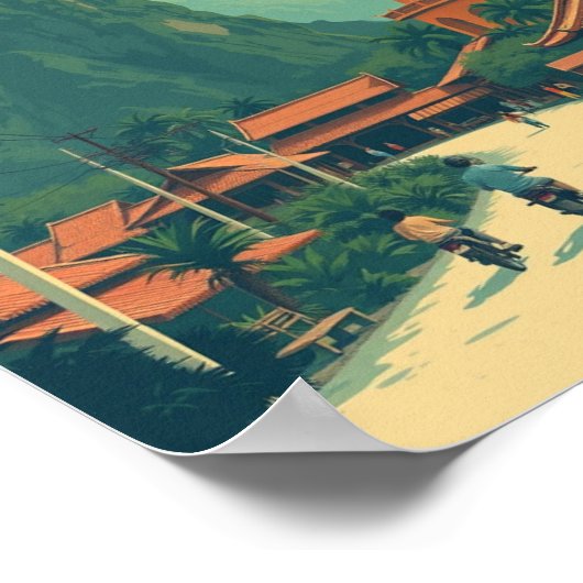 Platteland Vietnam Travel Illustratie Poster (Hoek)