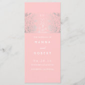 Platteland Zilveren Bloemen Roze Trouwprogramma's Programmakaart (Voorkant)