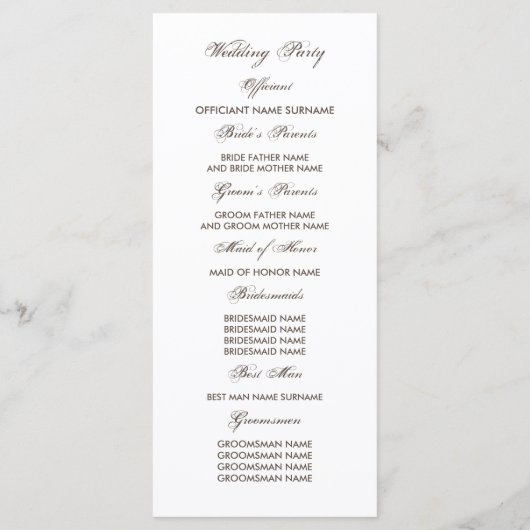 Platteland Zonnebloemen Krans Trouwprogramma's Programmakaart (Achterkant)