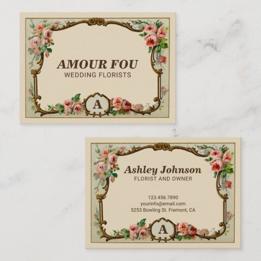  plattelands- en orkestoor voor het monogram van h visitekaartje (Voorkant / Achterkant)