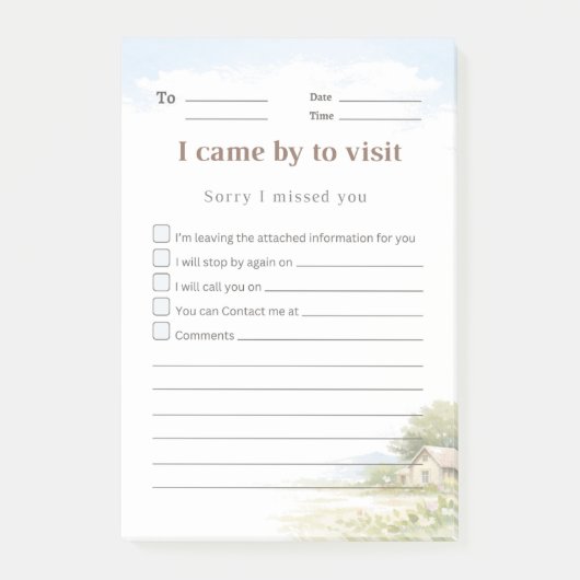 Plattelandsbezoek Retourbezoek Kladblok - Doorgetr Post-it® Notes (Voorkant)