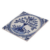 Plattelandsboom Rustiek Land Blauw en Wit Tegeltje (Zijkant)