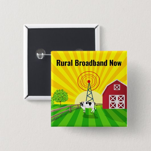 Plattelandsbreedband nu vierkante button 5,1 cm (Voorkant /achterkant)