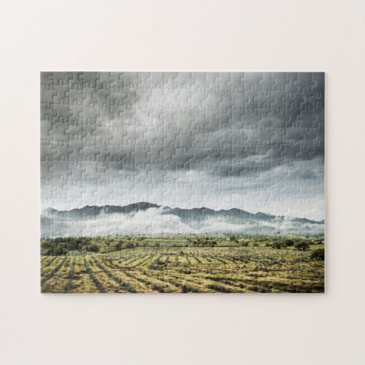 Plattelandsgebieden onder het Cloudy Sky Legpuzzel (Horizontaal)