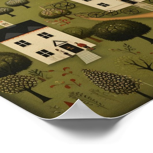 Plattelandsgemeenschap Amerikaanse volkskunst Poster (Hoek)