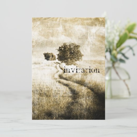 Plattelandsherfst boerderij eikenboom westerne lan kaart (Staand voorkant)