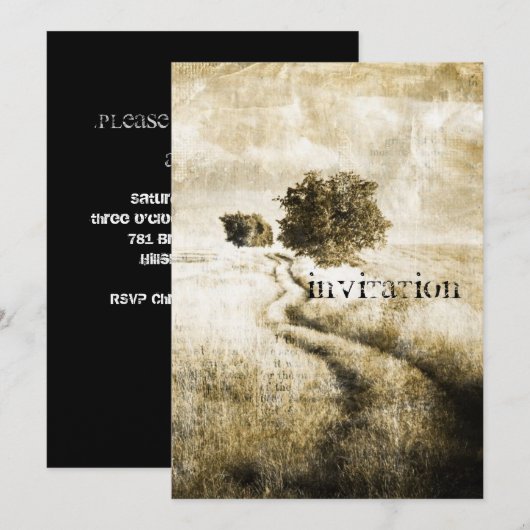 Plattelandsherfst boerderij eikenboom westerne lan kaart (Voorkant / Achterkant)