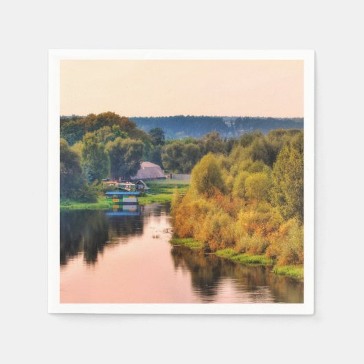 Plattelandsherfst Landschap Papier Napkin Servetten (Voorkant)
