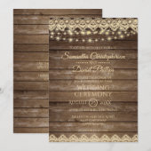 plattelandshout | Lights & Lace Wedding Kaart (Voorkant / Achterkant)