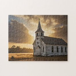 Plattelandskerk Sunrise Countryside Christelijk Legpuzzel