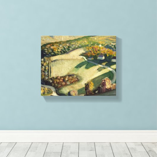 Plattelandslandschap door Grant Wood Canvas Afdruk (Insitu (Houten vloer))