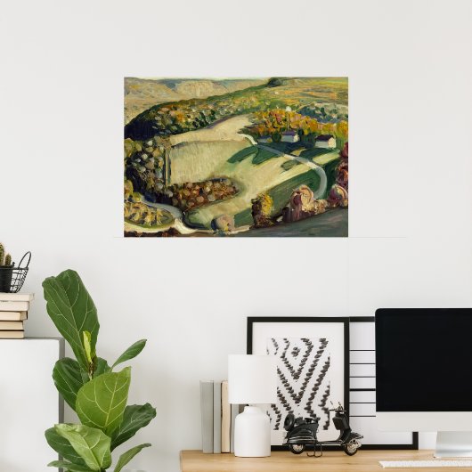 Plattelandslandschap door Grant Wood Poster (Thuiskantoor)