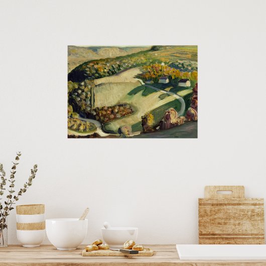 Plattelandslandschap door Grant Wood Poster (Keuken)
