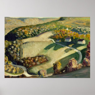 Plattelandslandschap door Grant Wood Poster