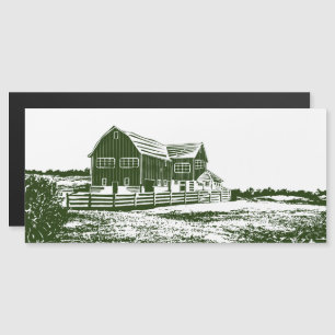 Plattelandslandschap houtsnede stijl boerderij hui