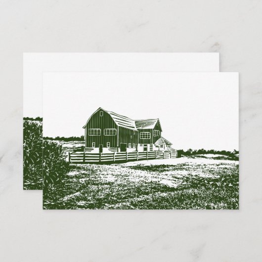 Plattelandslandschap houtsnede stijl boerderij hui bedankkaart (Voorkant / Achterkant)