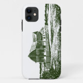 Plattelandslandschap houtsnede stijl boerderij hui Case-Mate iPhone case (Achterkant)
