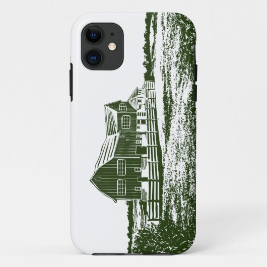Plattelandslandschap houtsnede stijl boerderij hui Case-Mate iPhone case (Achterkant)