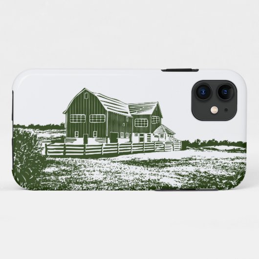 Plattelandslandschap houtsnede stijl boerderij hui Case-Mate iPhone case (Achterkant (horizontaal))