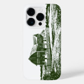 Plattelandslandschap houtsnede stijl boerderij hui Case-Mate iPhone case (Achterkant)