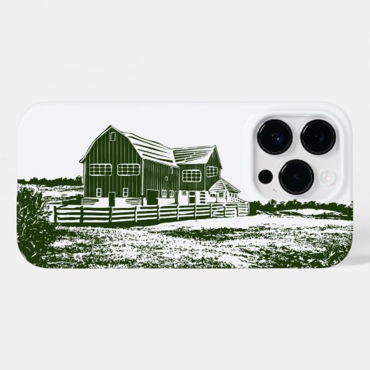 Plattelandslandschap houtsnede stijl boerderij hui Case-Mate iPhone case (Achterkant (horizontaal))